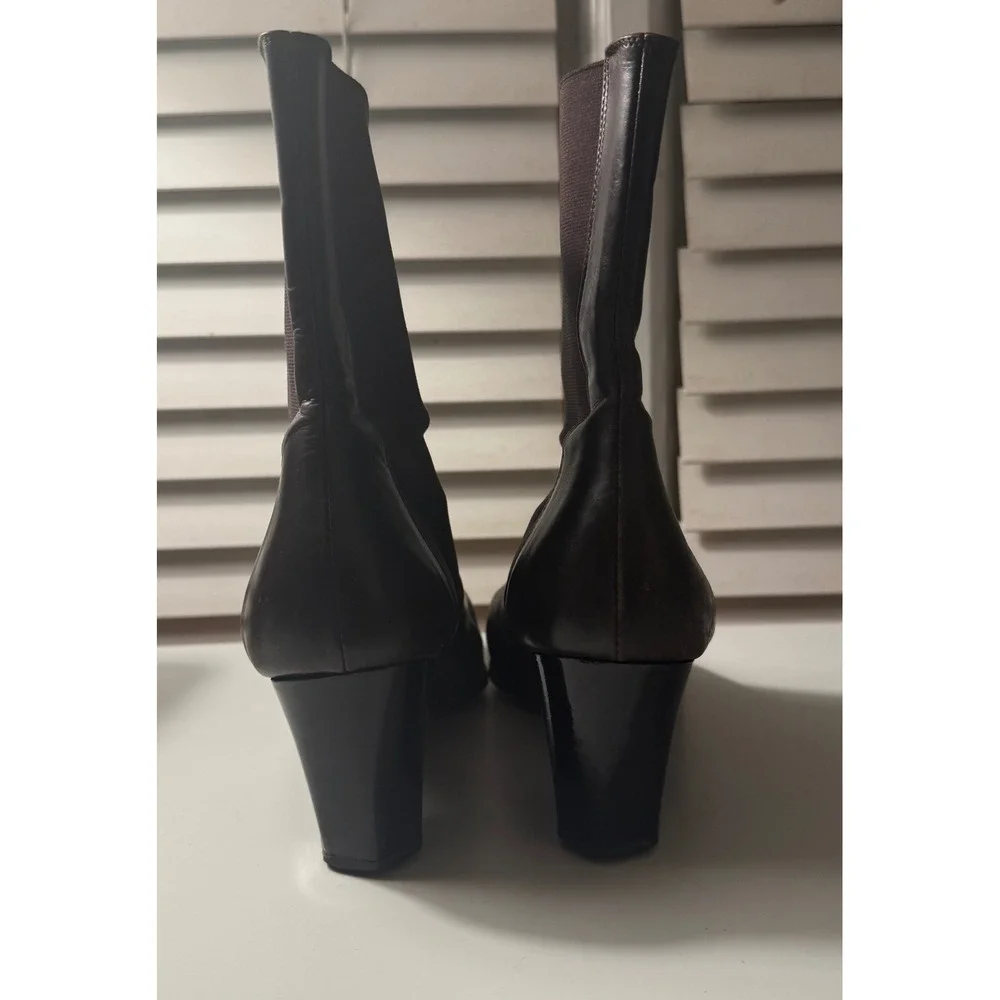 Jil Sander Leather‎ Ankle Boots Size 40 Made in Italy Brown Pointed Heel